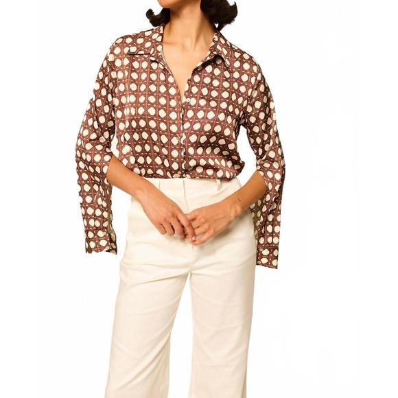 NEW MISA LOS ANGELES roya long sleeve top in choco rattan